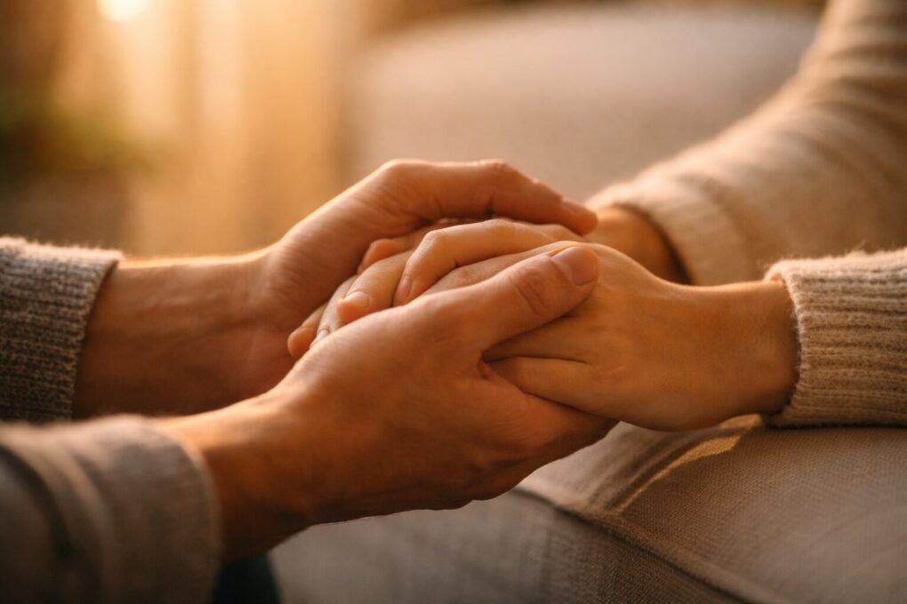 Apoio e conforto em gestos