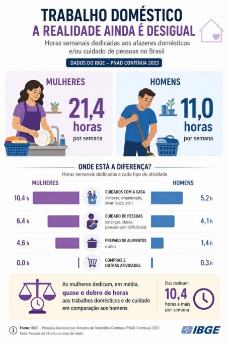 Dupla Jornada de Trabalho Feminina: O Impacto Real na Saúde e nas Finanças 3 grafico trabalho domestico